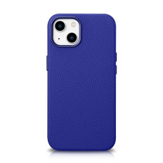 Ādas iPhone 14 Magnētiskais maisiņš ar Magsafe Litchi Premium Leather Case Navy