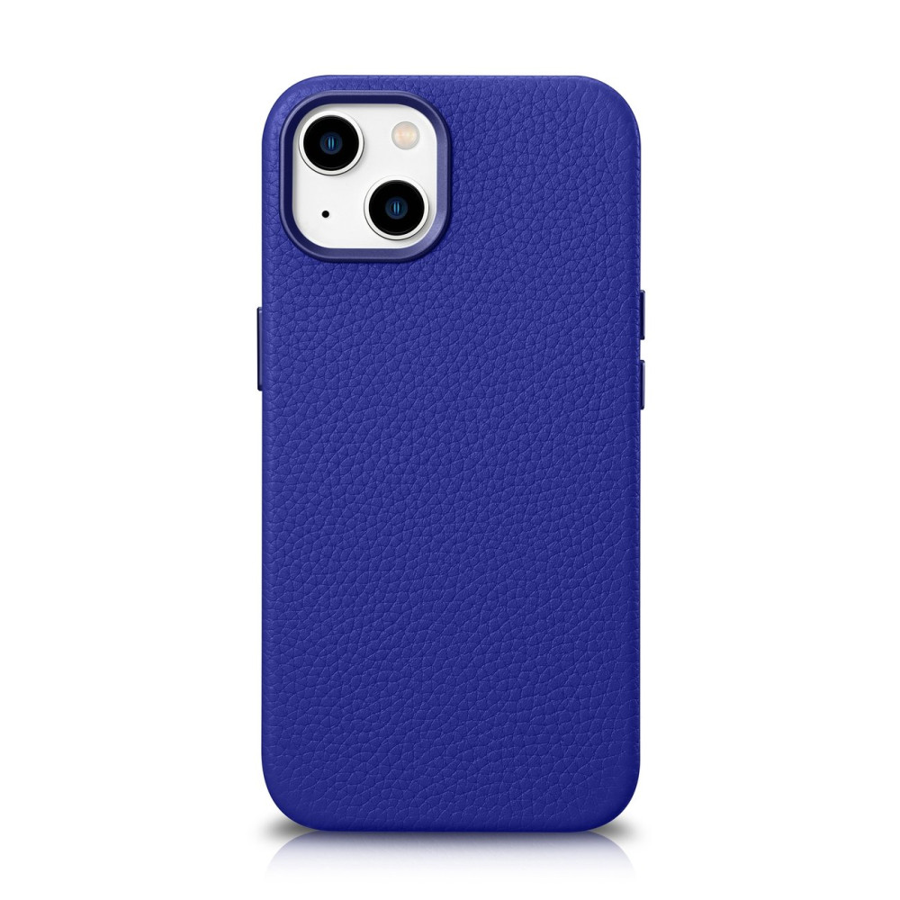 Custodia magnetica per iPhone 14 in pelle con cassa in pelle Magsafe Litchi in pelle premium navy