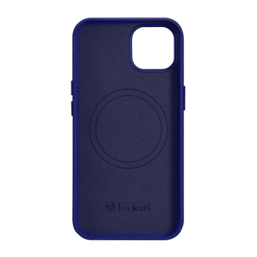 Ādas iPhone 14 Magnētiskais maisiņš ar Magsafe Litchi Premium Leather Case Navy