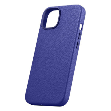 Ādas iPhone 14 Magnētiskais maisiņš ar Magsafe Litchi Premium Leather Case Navy