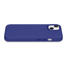 Ādas iPhone 14 Magnētiskais maisiņš ar Magsafe Litchi Premium Leather Case Navy