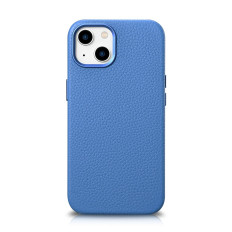 Custodia magnetica per iPhone 14 in pelle con cassa in pelle di Magsafe Litchi in pelle Premium Blue