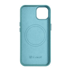 Leather iPhone 14 Magnetische zakje met Magsafe Litchi Premium Lederen Case Green