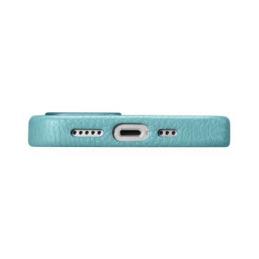 Leather iPhone 14 Magnetische zakje met Magsafe Litchi Premium Lederen Case Green