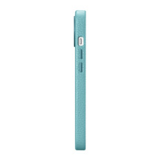 Leather iPhone 14 Magnetische zakje met Magsafe Litchi Premium Lederen Case Green