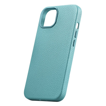 Leather iPhone 14 Magnetische zakje met Magsafe Litchi Premium Lederen Case Green