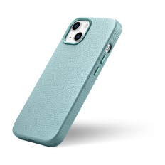 Leather iPhone 14 Magnetische zakje met Magsafe Litchi Premium Lederen Case Green