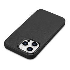 Usnje iPhone 14 Pro Magnetna vrečka z Magsafe Litchi Premium Usnje Case Black