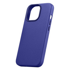 Caso de couro iPhone 14 pro magnético com Magsafe Lichi Caixa de Couro Premium Navy Azul