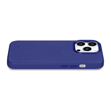 Caso de couro iPhone 14 pro magnético com Magsafe Lichi Caixa de Couro Premium Navy Azul