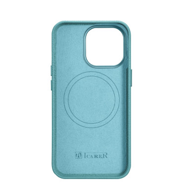 Lederen tas iPhone 14 pro magnetisch met Magsafe Litchi Premium lederen tas groen