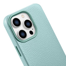 Läderfodral iPhone 14 Pro Magnetisk med Magsafe Litchi Premium Läderfodral Grön