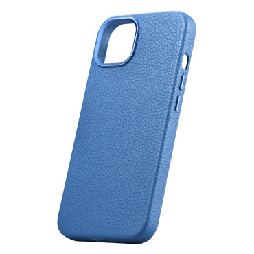 Lederen tas iPhone 14 plus magnetisch met Magsafe Litchi Premium Lederen Case Blue