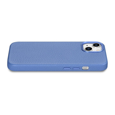Caso de couro iPhone 14 Plus magnético com Magsafe Lichi Premium Chair Case Blue