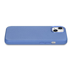 Lederen tas iPhone 14 plus magnetisch met Magsafe Litchi Premium Lederen Case Blue