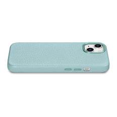 Caja magnética de cuero para iPhone 14 Plus con Magsafe Litchi Funda de cuero premium verde