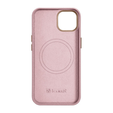 Nahast Case iPhone 14 pluss magnetvälja magsafe Litchi Premium Nahast Case Pink