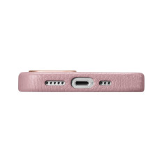 Leren tas iPhone 14 plus magnetisch met Magsafe Litchi Premium lederen case roze