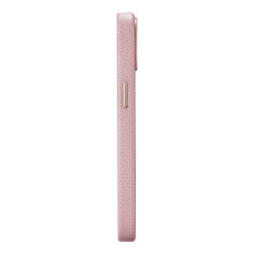 Leren tas iPhone 14 plus magnetisch met Magsafe Litchi Premium lederen case roze