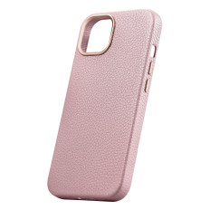 Usnjena Case iPhone 14 plus magnetna z Magsafe Litchi Premium Usnje Case Pink