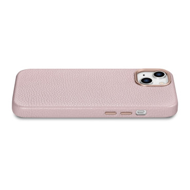 Leather case iPhone 14 Plus magnetic with Magsafe Litchi Premium Leather Case pink