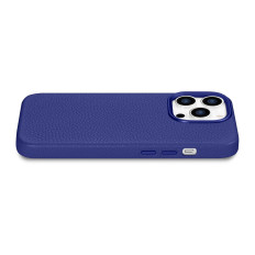 Läder iPhone 14 Pro Magnetic Magnetisk med Magsafe Litchi Premium Leather Case Navy