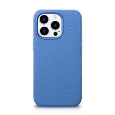 Case en cuir magnétique magnétique iPhone 14 pro avec Magsafe Litchi Housse Premium Case Bleu