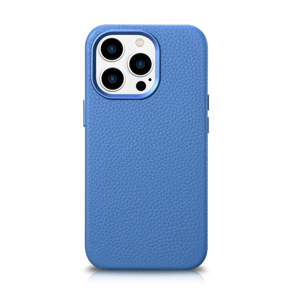 Kožené puzdro iPhone 14 Pro Magnetic Magnetic s Magsafe Litchi Premium Kožené Case Blue
