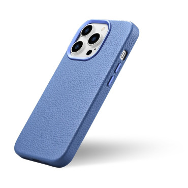 Case en cuir magnétique magnétique iPhone 14 pro avec Magsafe Litchi Housse Premium Case Bleu