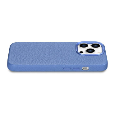 Lederen tas iPhone 14 pro magnetische magnetische met Magsafe Litchi Premium lederen tas blauw