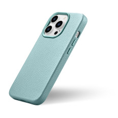 Läder iPhone 14 Pro Magnetic Magnetisk med Magsafe Litchi Premium Läderfodral Grön