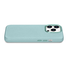 Läder iPhone 14 Pro Magnetic Magnetisk med Magsafe Litchi Premium Läderfodral Grön