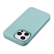 Läder iPhone 14 Pro Magnetic Magnetisk med Magsafe Litchi Premium Läderfodral Grön