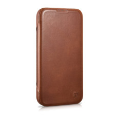 Custodia in pelle iPhone 14 con lembi magnetici Magsafe CE Oil Wax Pelle Premium Brown