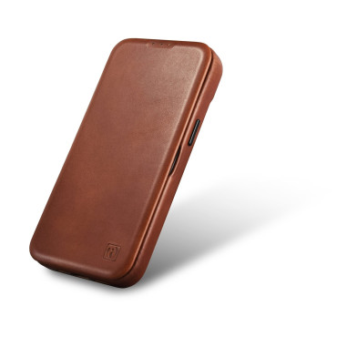 Usnjena Case iPhone 14 z magnetnimi zavihki Magsafe CE Oljna voska Premium Usnje rjava