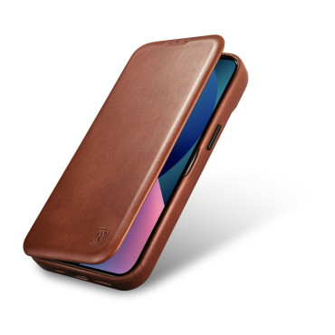 Kožené puzdro iPhone 14 s magnetickými klapkami Magsafe CE Olejový vosk Premium Kožená Hnedá
