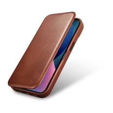 Kožené puzdro iPhone 14 s magnetickými klapkami Magsafe CE Olejový vosk Premium Kožená Hnedá