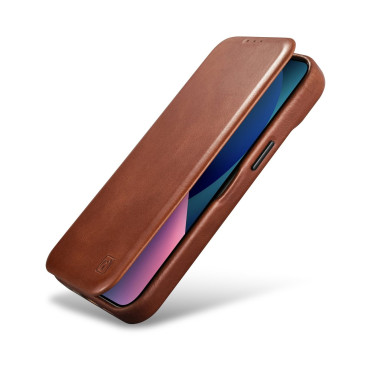 Kožené puzdro iPhone 14 s magnetickými klapkami Magsafe CE Olejový vosk Premium Kožená Hnedá