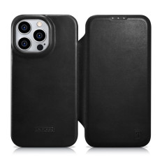 Skórzane etui iPhone 14 Pro z klapką magnetyczne MagSafe CE Oil Wax Premium Leather czarny