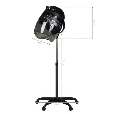 Sèche-cheveux sur pied Gabbiano 1600 une vitesse noir