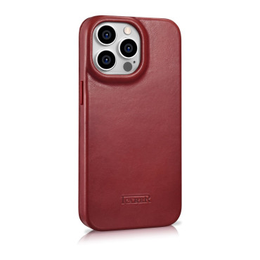 Kožené puzdro iPhone 14 Pro s magnetickými klapkami Magsafe CE Olejový vosk Premium Leather Bordeaux
