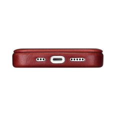 Kožené puzdro iPhone 14 Pro s magnetickými klapkami Magsafe CE Olejový vosk Premium Leather Bordeaux