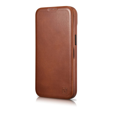 Läderfodral Iphone 14 Plus med magnetiska flikar Magsafe CE Olja Wax Premium Läder Brown