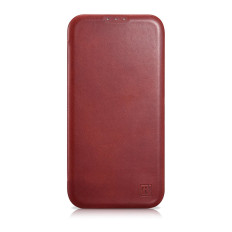 Usnje iPhone 14 plus primer z magsafe CE CE magnetni flip cela vosek premium usnje burgundy