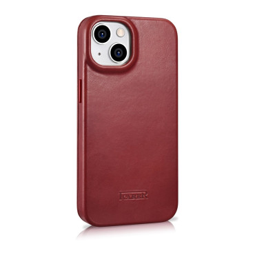 Kožený iPhone 14 Puzdro s Magsafe CE magnetický flip Cela Wax Premium Burgundy