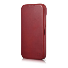 Usnje iPhone 14 plus primer z magsafe CE CE magnetni flip cela vosek premium usnje burgundy