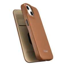 Funda de cuero iPhone 14 con aletas magnéticas Magsafe CE Premium Cuero Light Brown