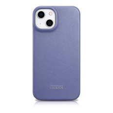 Caso de couro iPhone 14 com flap magnético magsafe ce premium luz de couro roxo