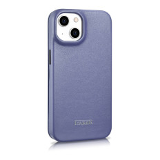 Caso de couro iPhone 14 com flap magnético magsafe ce premium luz de couro roxo