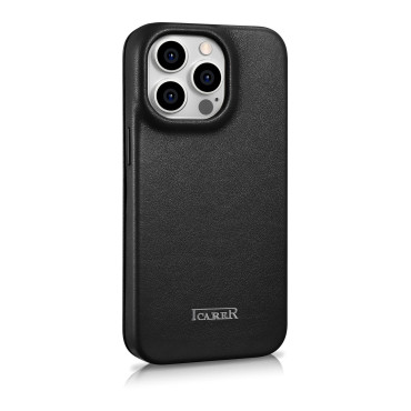 Leather case iPhone 14 Pro with magnetic flap Magsafe CE premium leather black